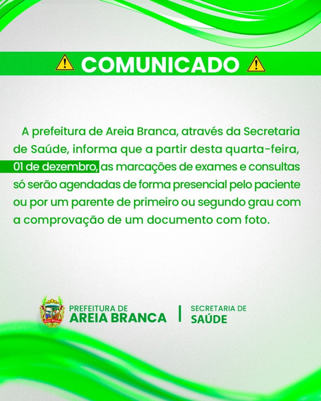 Secretaria municipal informa