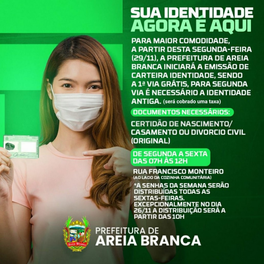 Prefeitura inicia emissão de RG a partir desta segunda-feira, 29