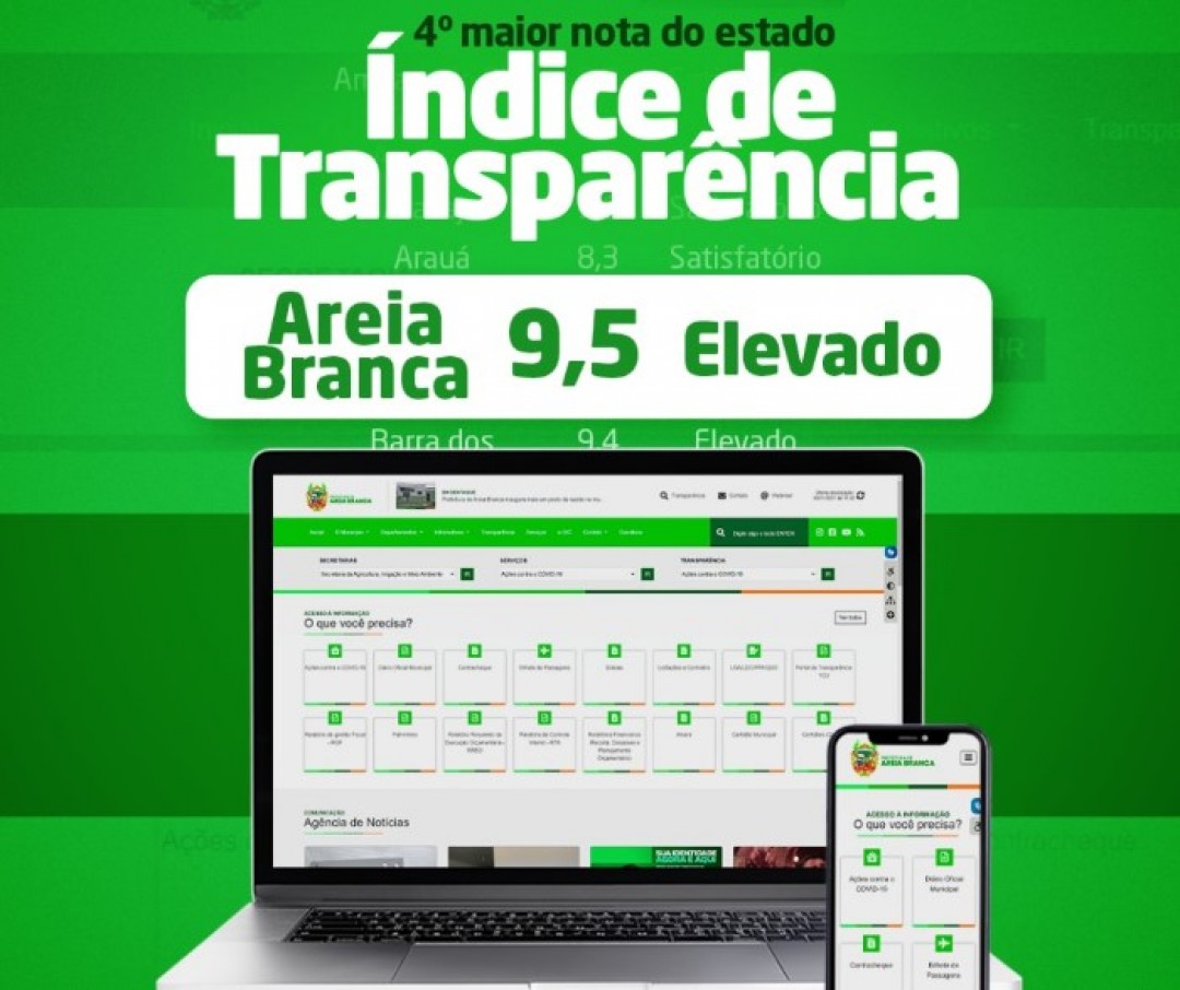Areia Branca fica no TOP 4 do ranking da transparência do TCE/SE