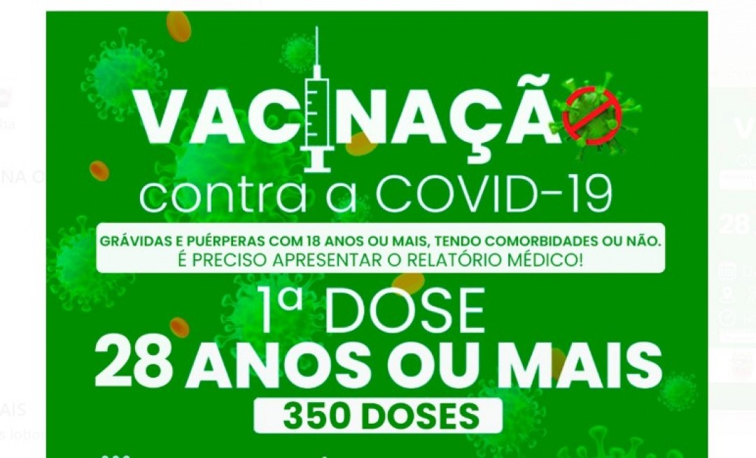 Areia Branca contra a covid-19: nesta terça-feira, 03, acontecerá ponto de vacinação para pessoas com 32 anos ou mais e para grávidas e puérperas